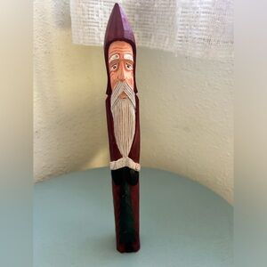 Vintage Wooden Pencil Santa - Christmas Tree - Carved
